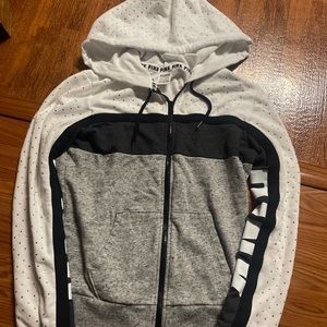 Victoria secret pink bling rhinestone full zip up hoodie jacket size small